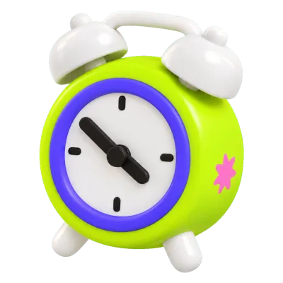 A 3D alarm clock with two bells.