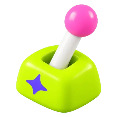 A 3D toggle lever on a rounded base.