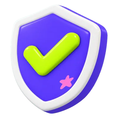 A thick 3D shield with a check mark.
